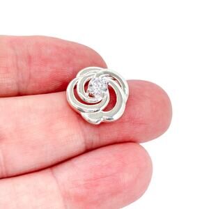 Vintage D’Joy Sterling Silver 925 Cubic Zirconia Accent Rose Pendant